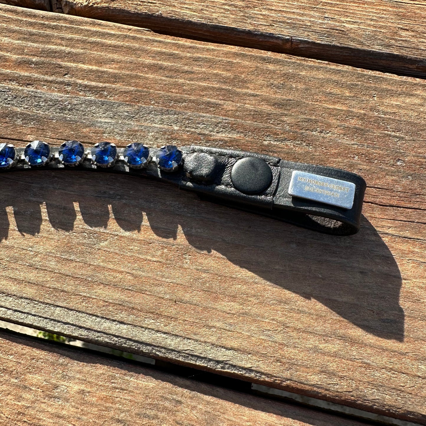 Navy Blue Crystal Rivet Snap on Browband