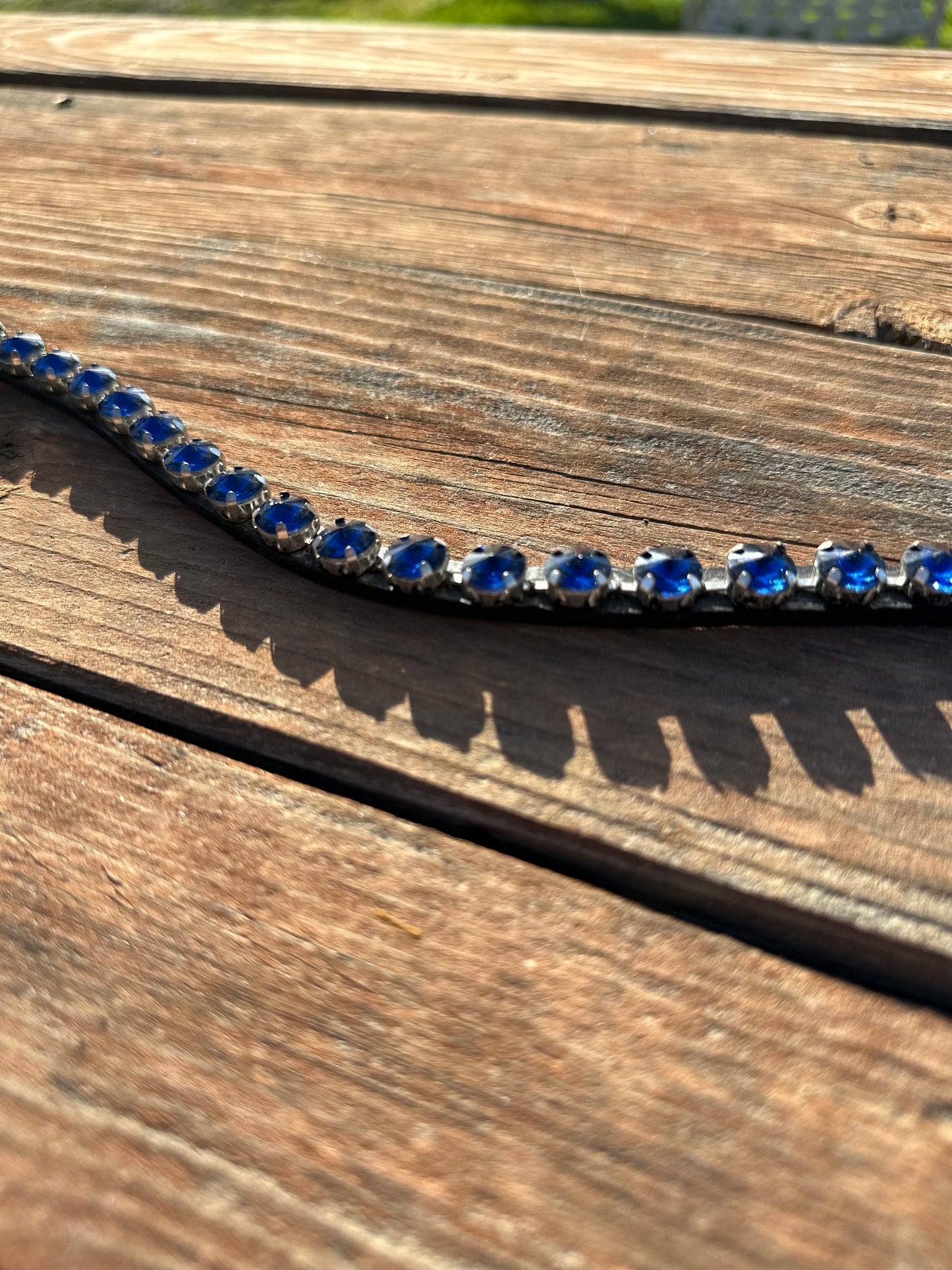 Navy Blue Crystal Rivet Snap on Browband