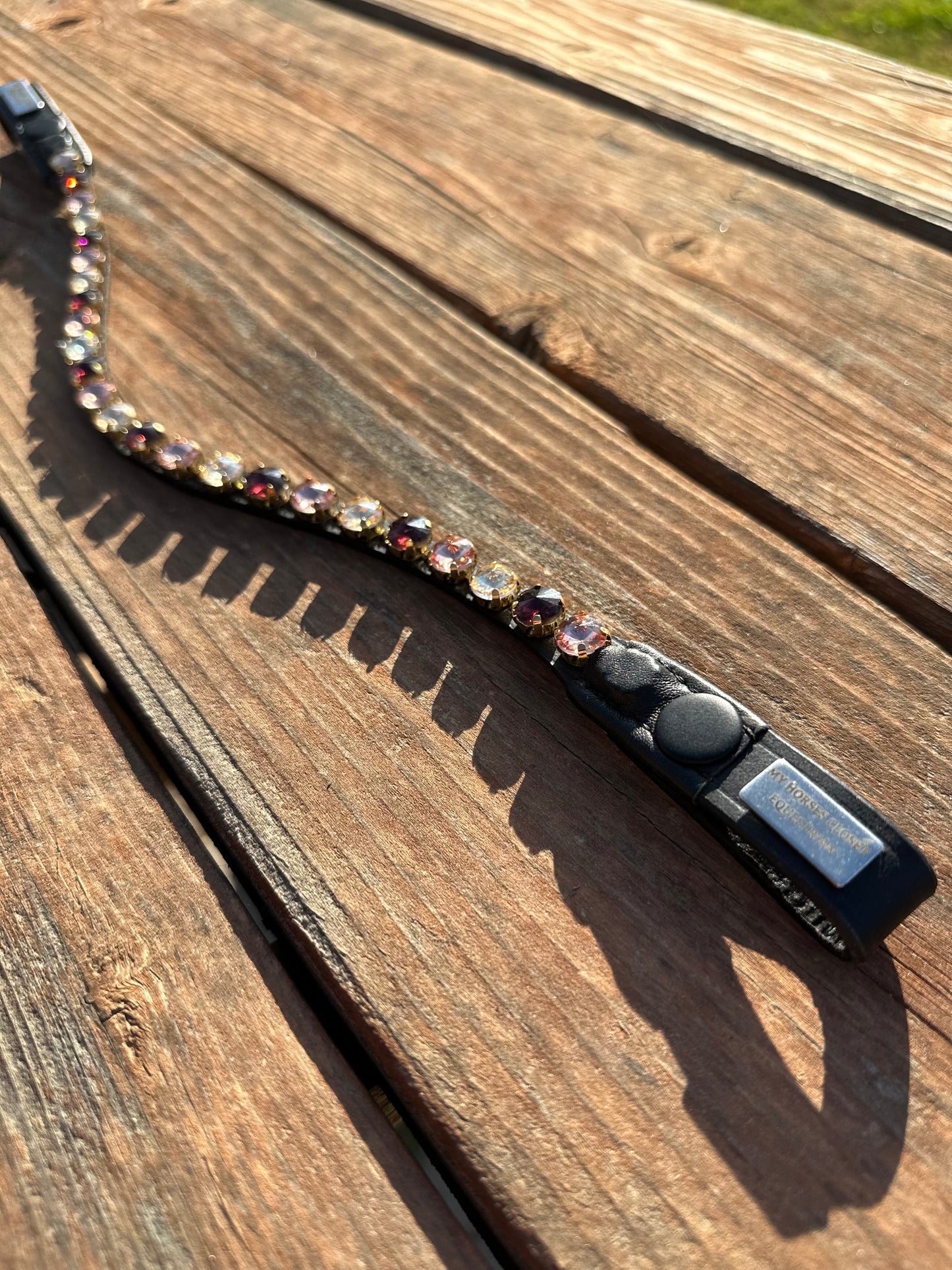 Garnet Pink Crystal Rivet Snap on Browband