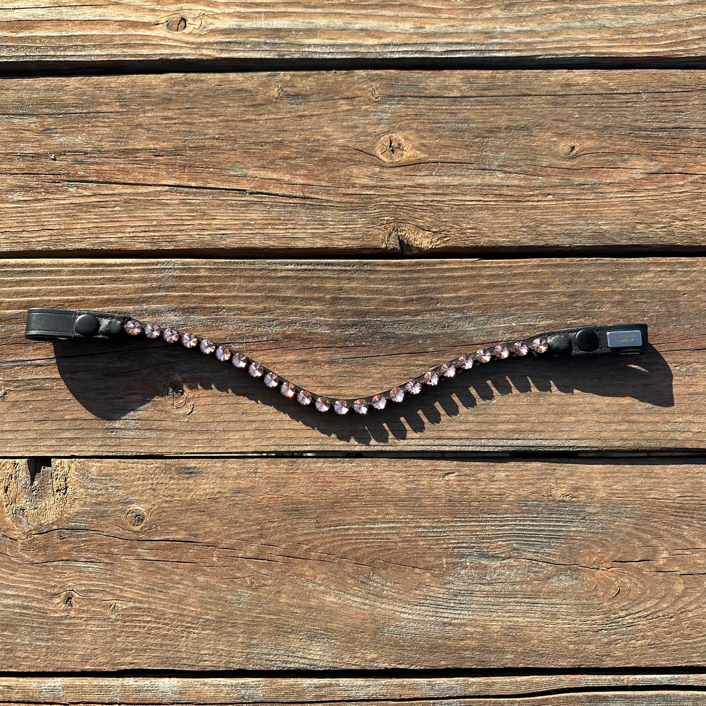 Rose Gold Pink Crystal Rivet Snap on Browband