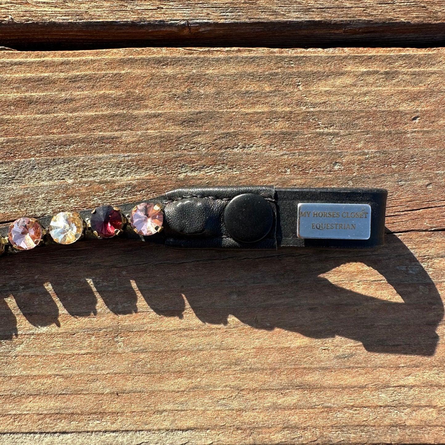 Garnet Pink Crystal Rivet Snap on Browband