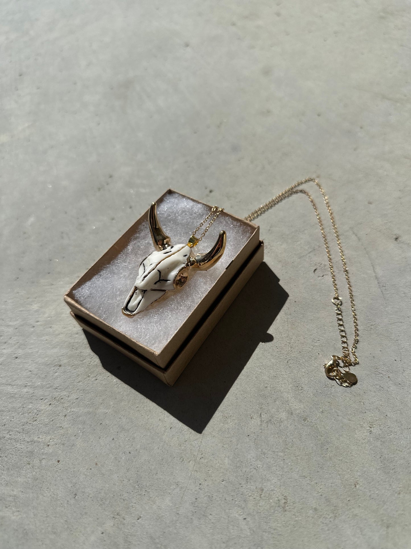 Bull Skull Western Necklace - Gold