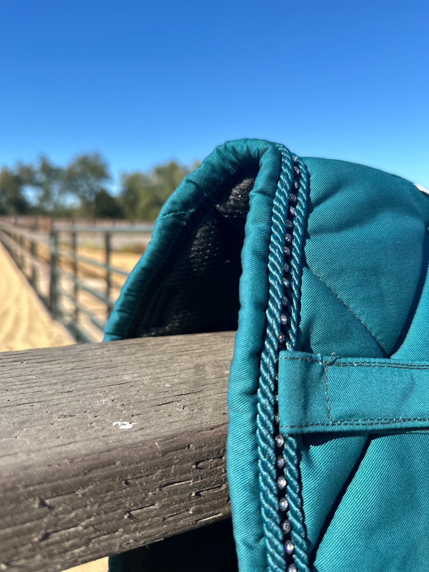 Petrol Blue Green Noble Crystal Dressage Saddle Pad