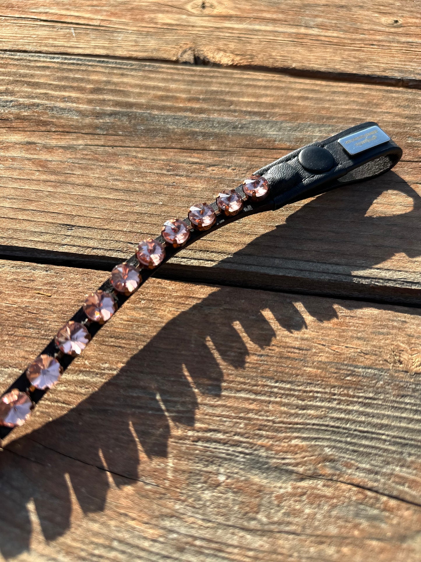 Rose Gold Pink Crystal Rivet Snap on Browband