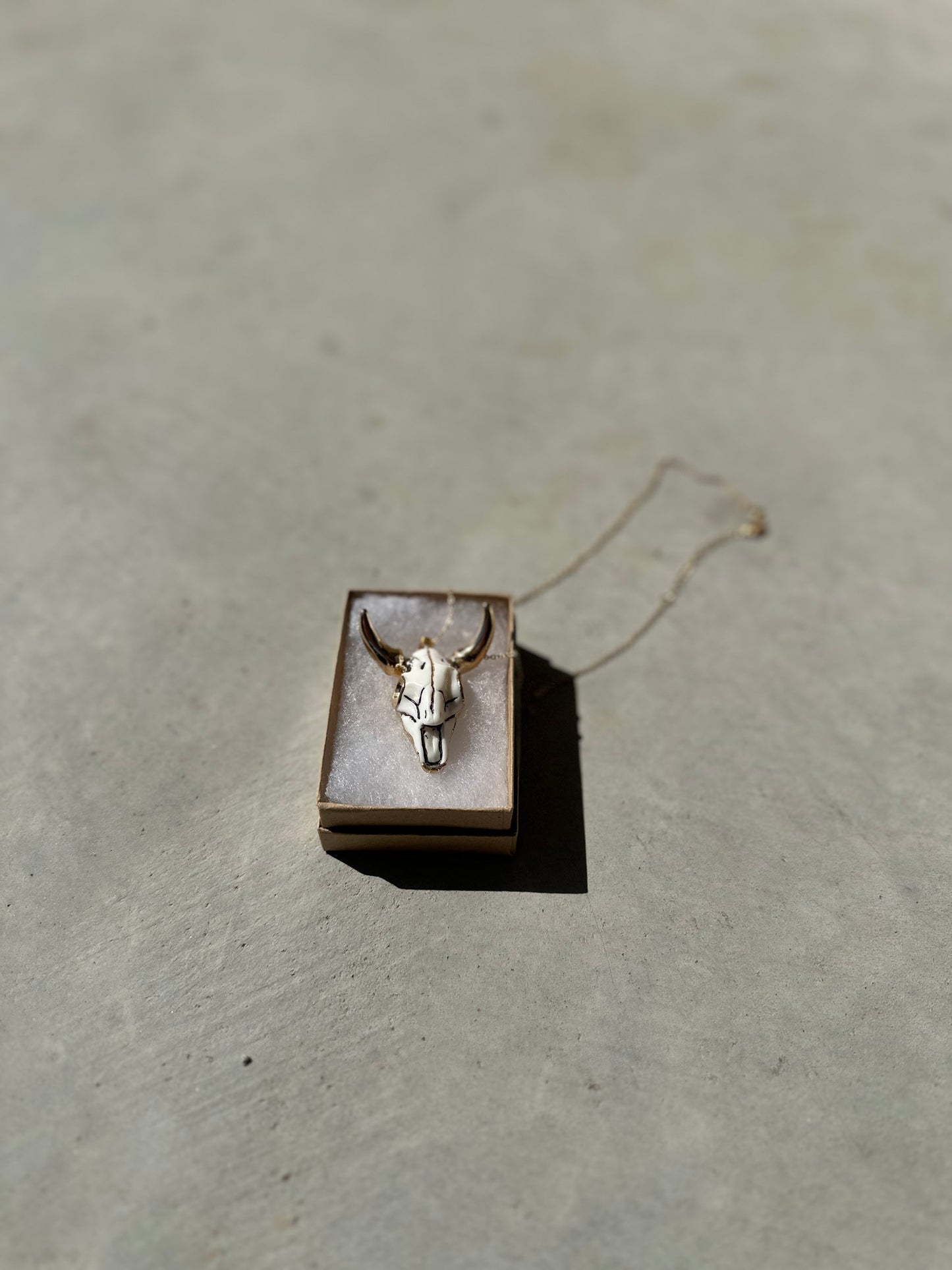 Bull Skull Western Necklace - Gold