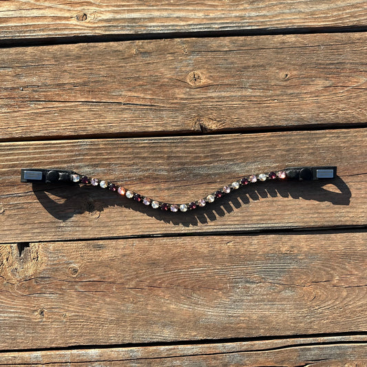 Garnet Pink Crystal Rivet Snap on Browband