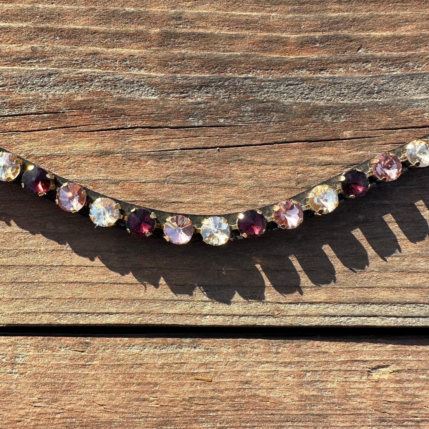 Garnet Pink Crystal Rivet Snap on Browband