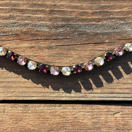 Garnet Pink Crystal Rivet Snap on Browband