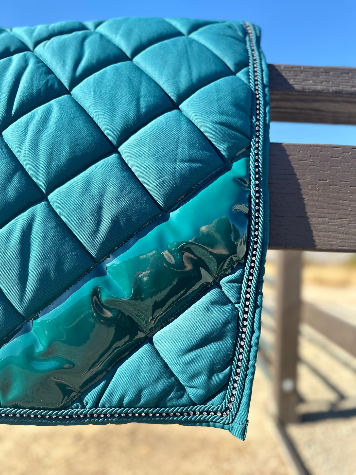 Petrol Blue Green Noble Crystal Dressage Saddle Pad