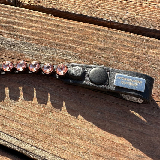 Rose Gold Pink Crystal Rivet Snap on Browband