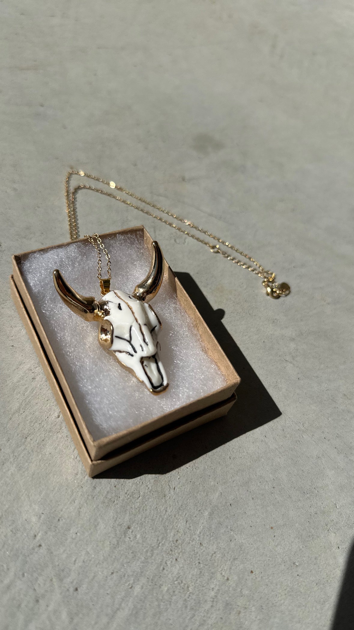 Bull Skull Western Necklace - Gold