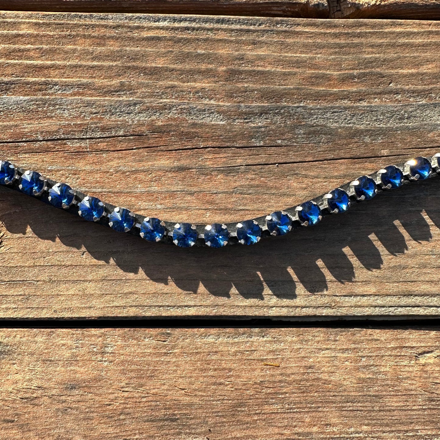 Navy Blue Crystal Rivet Snap on Browband