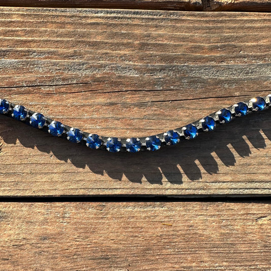 Navy Blue Crystal Rivet Snap on Browband
