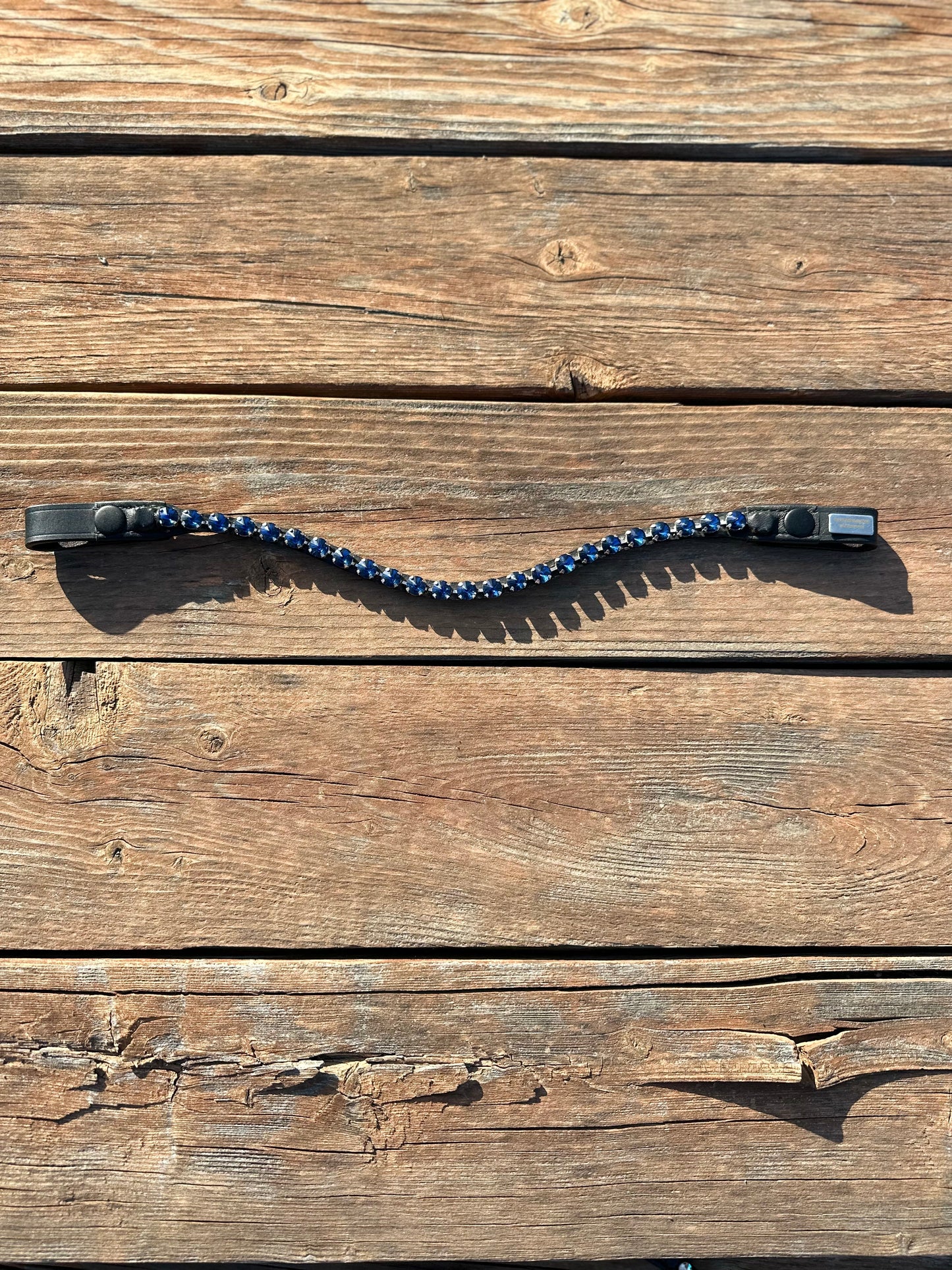 Navy Blue Crystal Rivet Snap on Browband