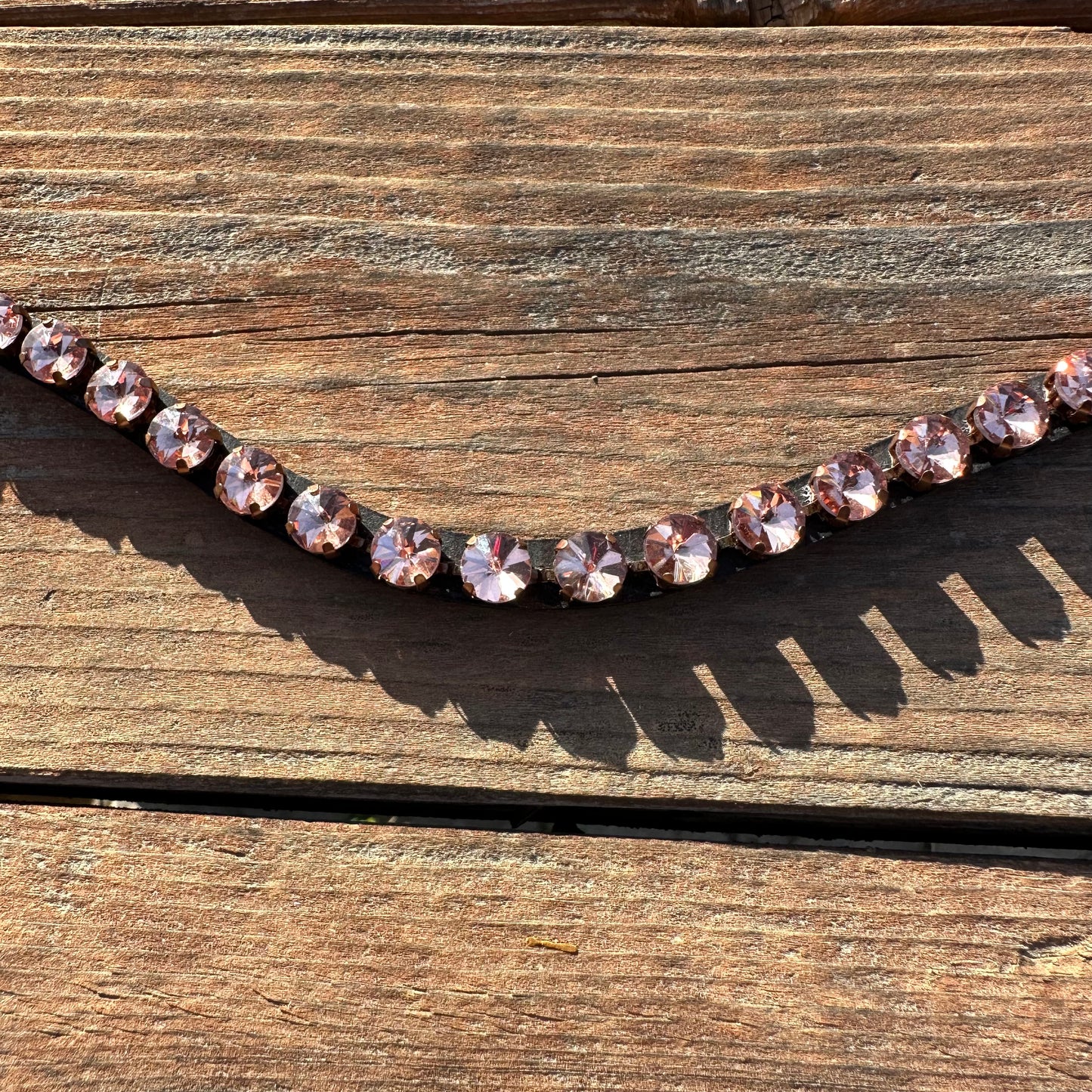 Rose Gold Pink Crystal Rivet Snap on Browband