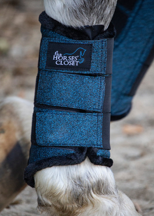 Glitter Sparkly Brushing Dressage Boots Midnight Blue