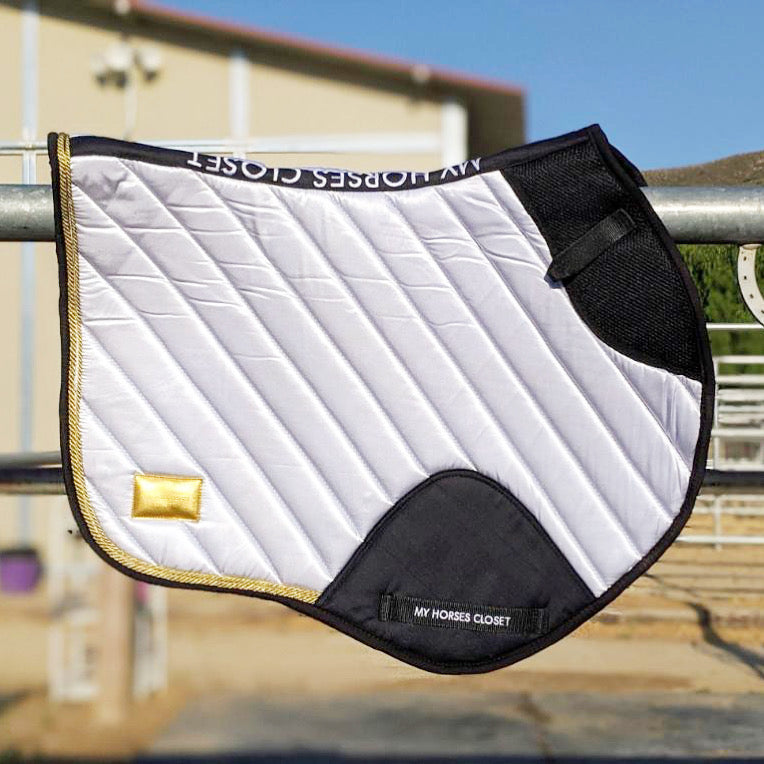 Satin Mesh Dressage Saddle Pad Amboise White Show