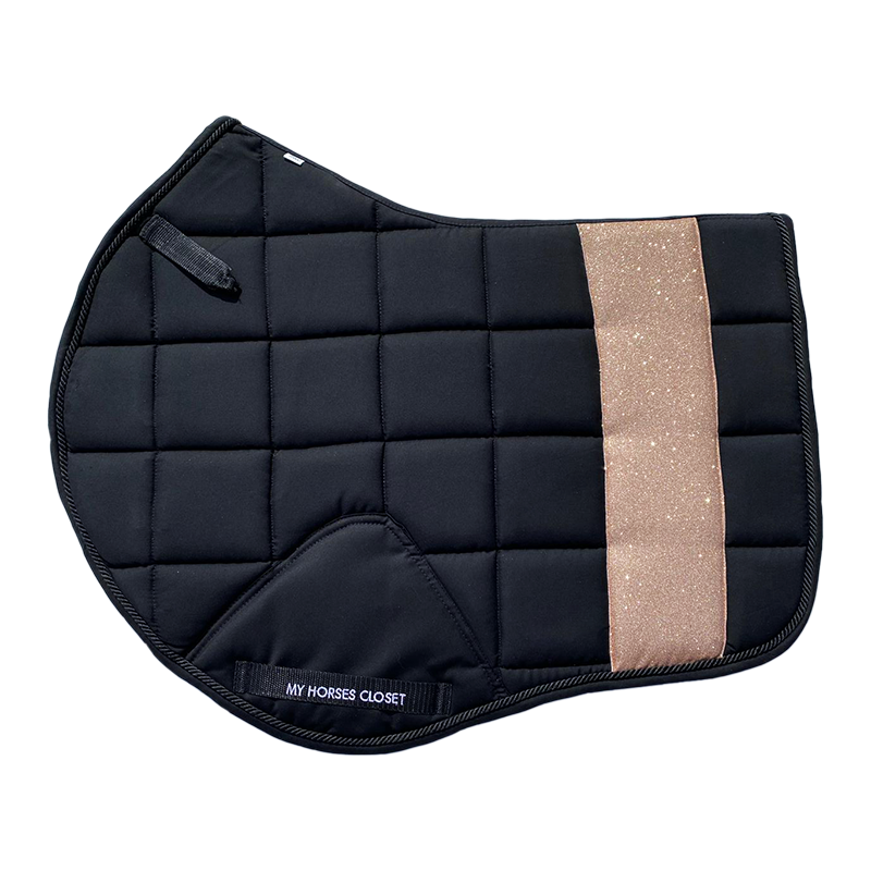 STRIPE Glitter Mesh Sparkly Jumping Saddle Pad Black Rose Gold