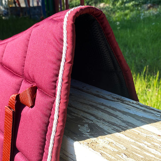 STRIPE Glitter Mesh Sparkly Dressage Saddle Pad Bordeaux Burgundy