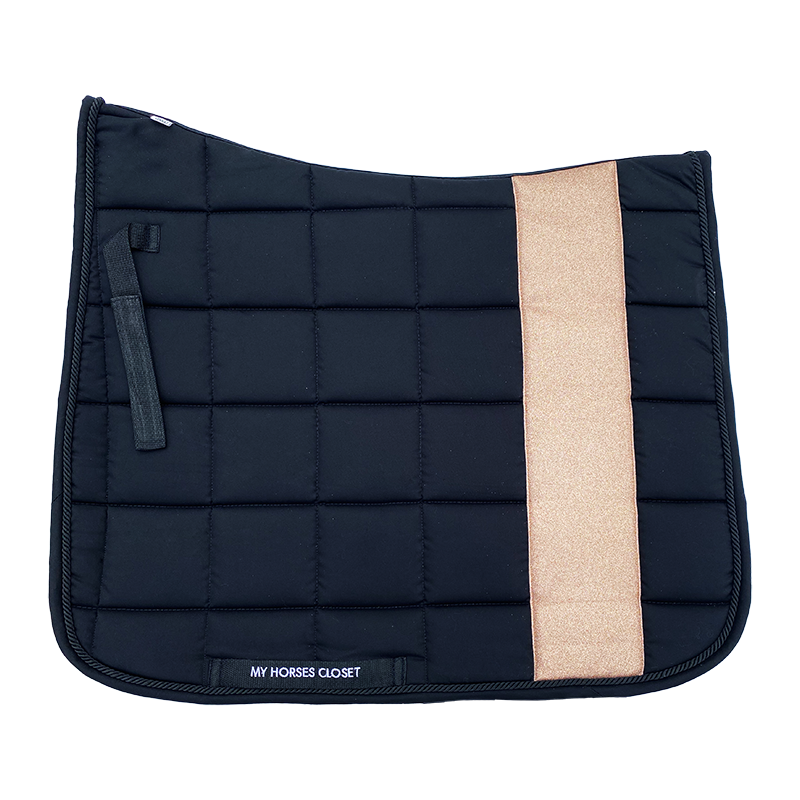STRIPE Glitter Mesh Sparkly Dressage Saddle Pad Black Rose Gold