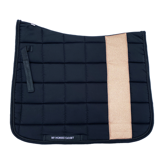STRIPE Glitter Mesh Sparkly Dressage Saddle Pad Black Rose Gold