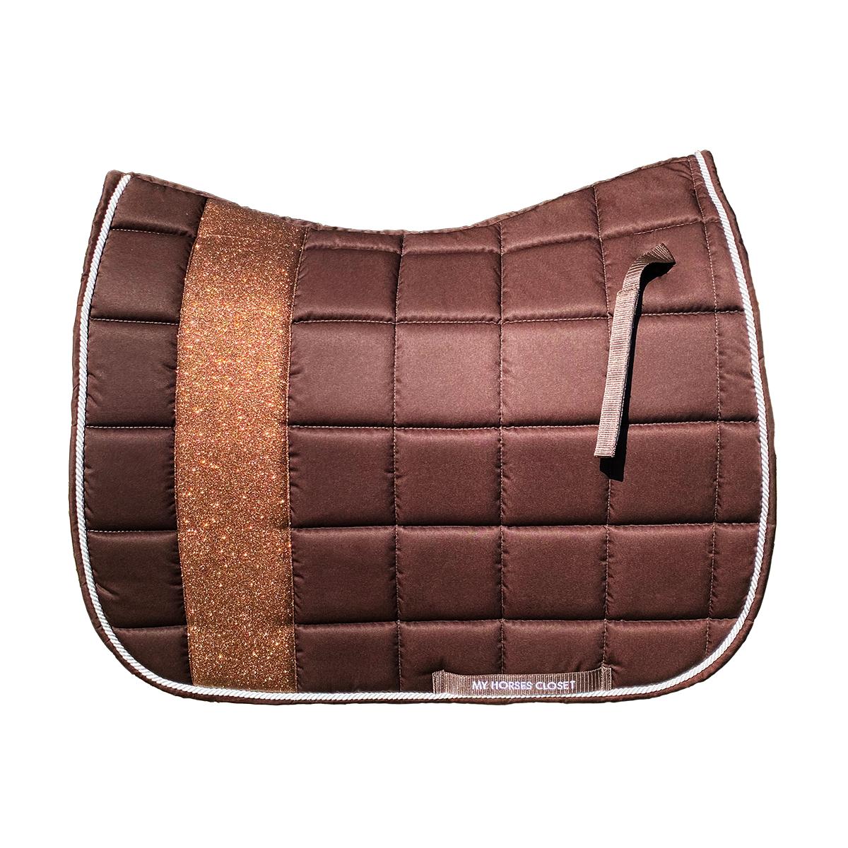 STRIPE Glitter Mesh Sparkly Dressage Saddle Pad Chocolate Brown