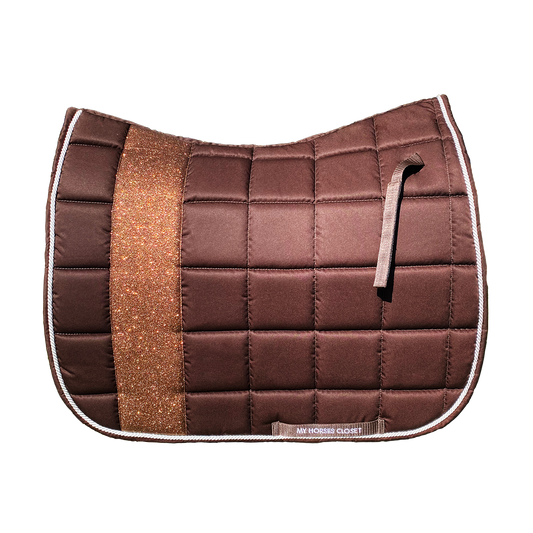 STRIPE Glitter Mesh Sparkly Dressage Saddle Pad Chocolate Brown