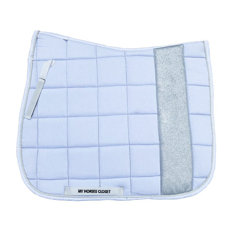 STRIPE Glitter Mesh Sparkly Dressage Saddle Pad White Silver