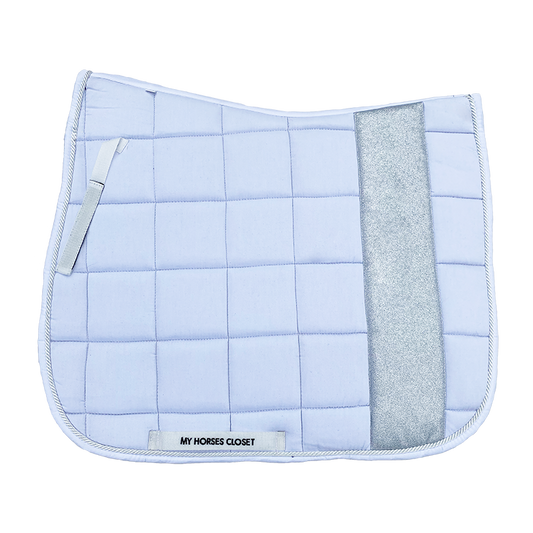 STRIPE Glitter Mesh Sparkly Dressage Saddle Pad White Silver