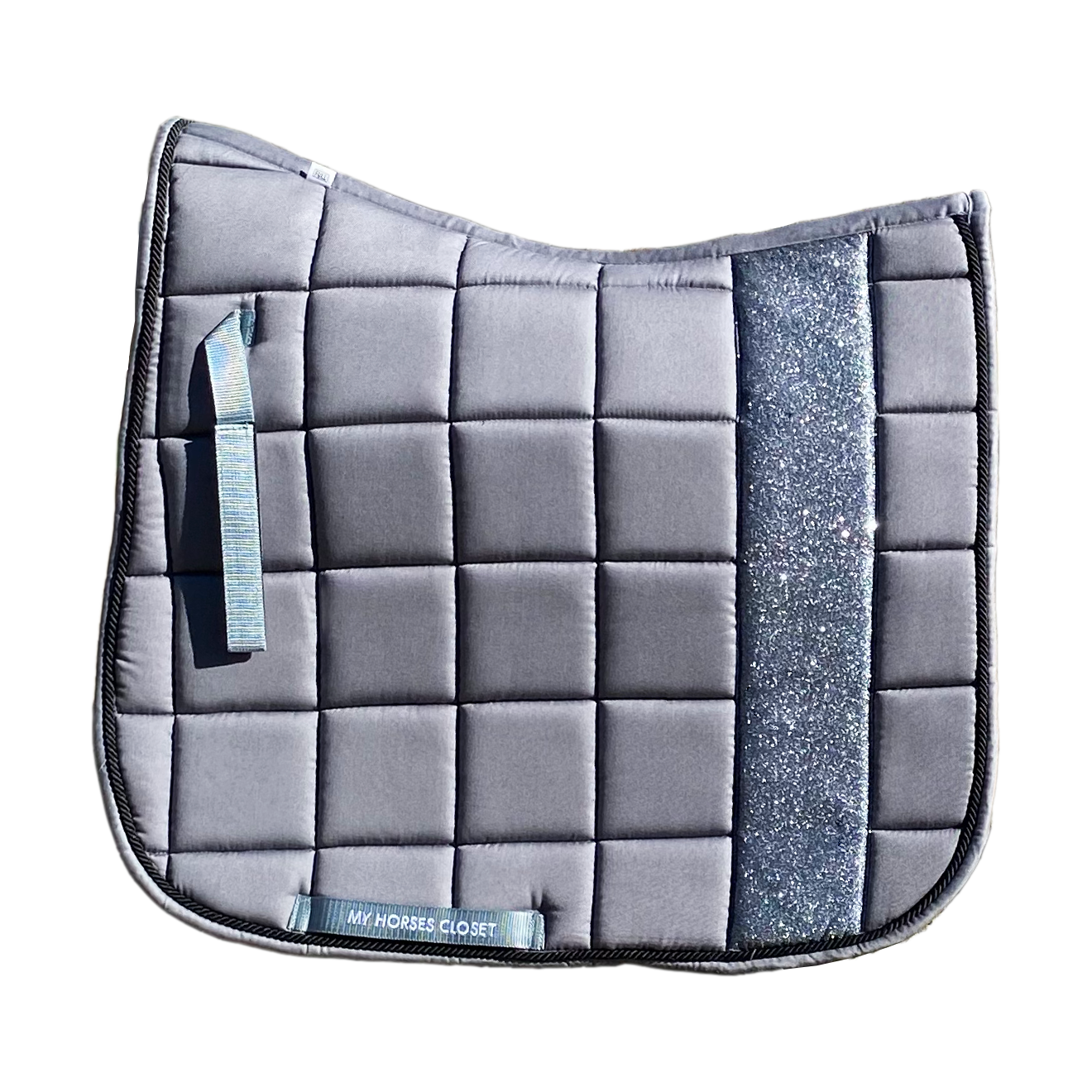 STRIPE Glitter Mesh Sparkly Dressage Saddle Pad Grey Chateau