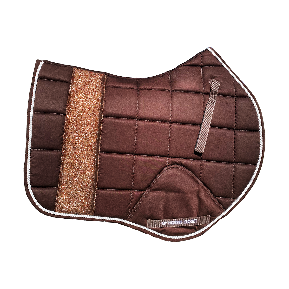 STRIPE Glitter Mesh Sparkly Jumping AP Saddle Pad Chocolate Brown