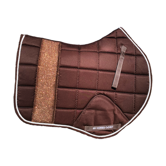 STRIPE Glitter Mesh Sparkly Jumping AP Saddle Pad Chocolate Brown