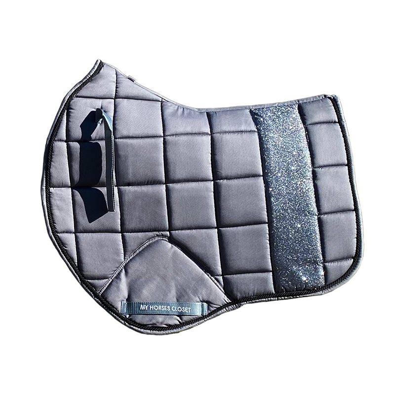 STRIPE Glitter Mesh Sparkly Jumping AP Saddle Pad Grey Chateau
