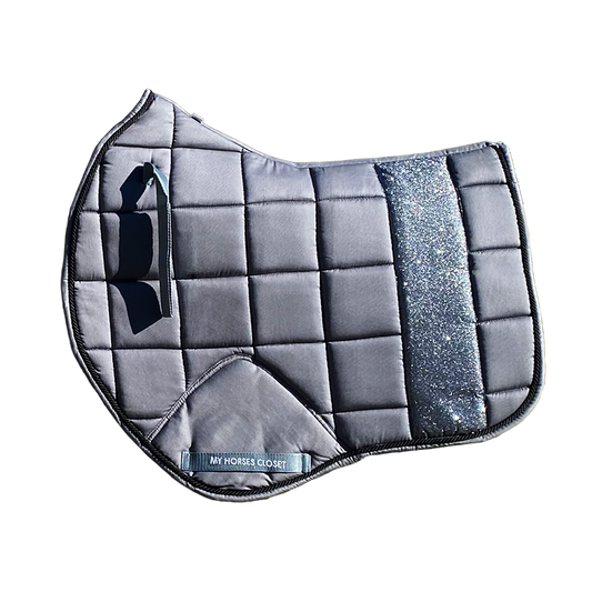 STRIPE Glitter Mesh Sparkly Jumping AP Saddle Pad Grey Chateau