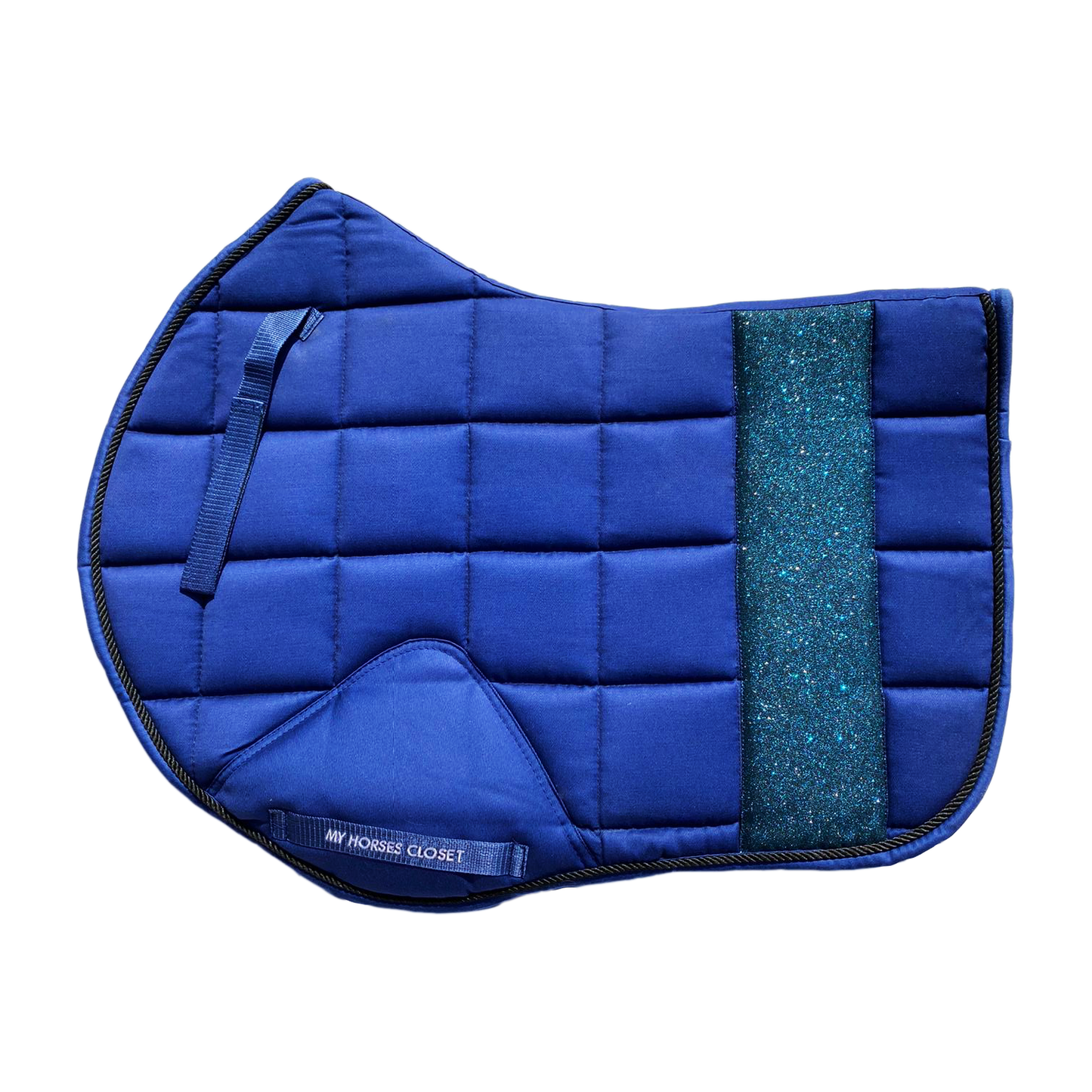 STRIPE Glitter Mesh Sparkly Jumping Saddle Pad Navy Blue