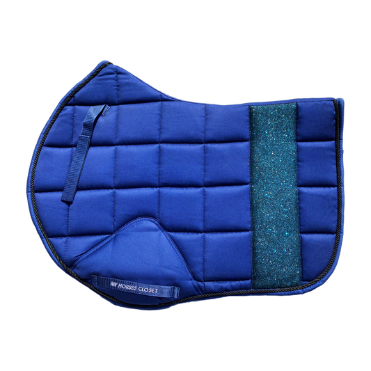 STRIPE Glitter Mesh Sparkly Jumping Saddle Pad Navy Blue