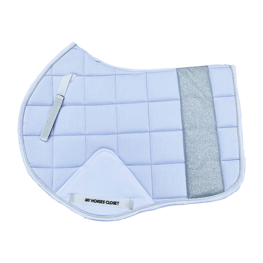 STRIPE Glitter Mesh Sparkly Jumping Saddle Pad White Silver
