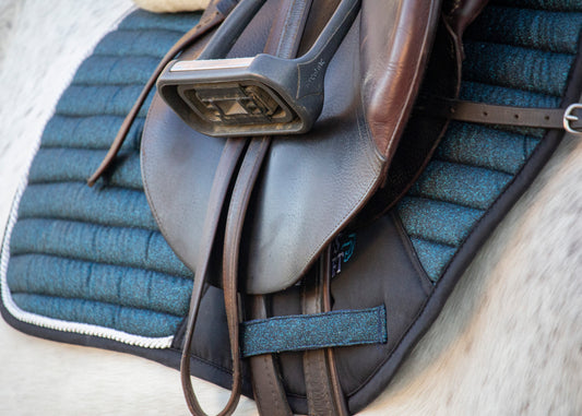 Glitter Mesh Sparkly Jumping Saddle Pad Midnight Blue