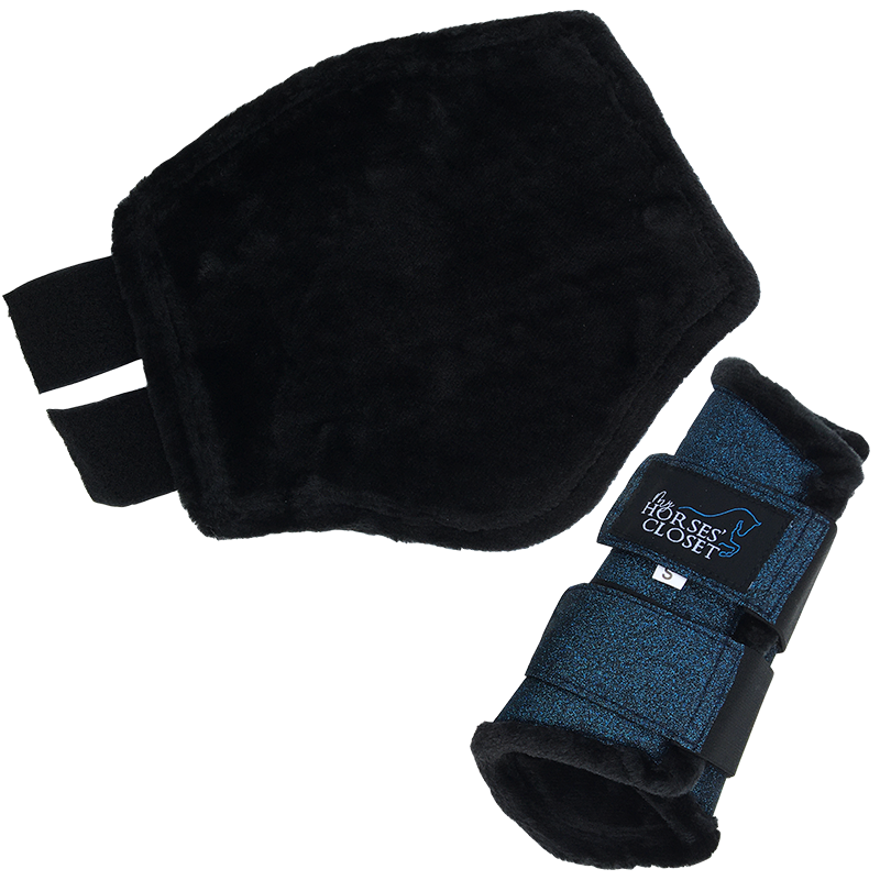 Glitter Sparkly Brushing Dressage Boots Midnight Blue