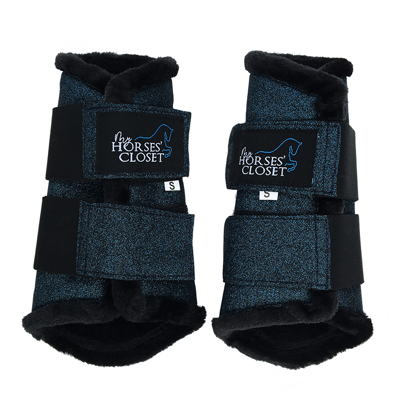 Glitter Sparkly Brushing Dressage Boots Midnight Blue