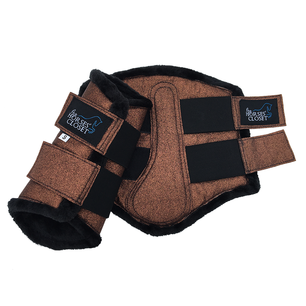 Glitter Sparkly Brushing Dressage Boots Copper Chocolate Brown