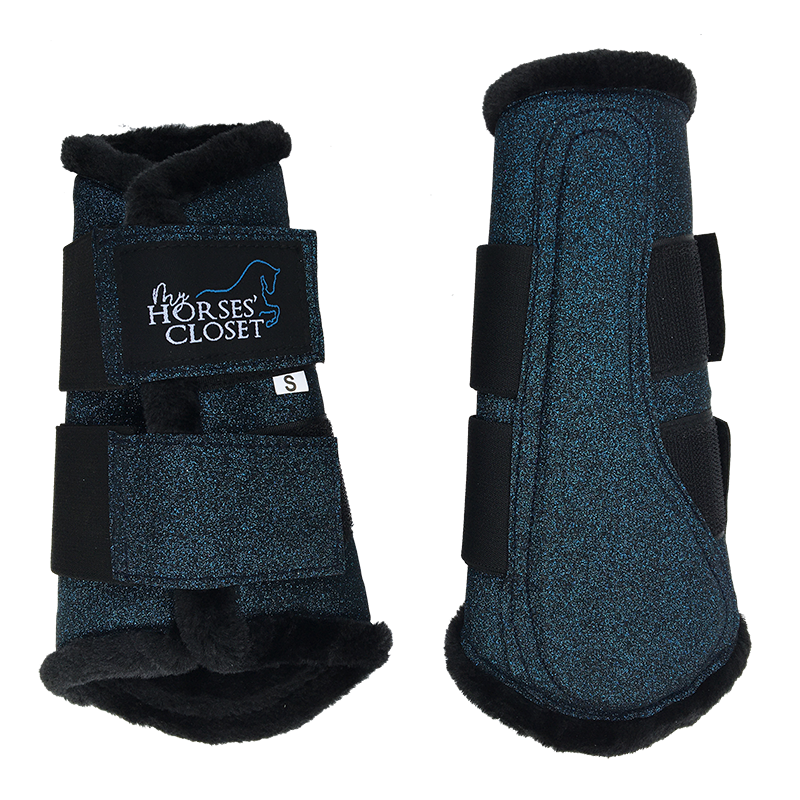 Glitter Sparkly Brushing Dressage Boots Midnight Blue
