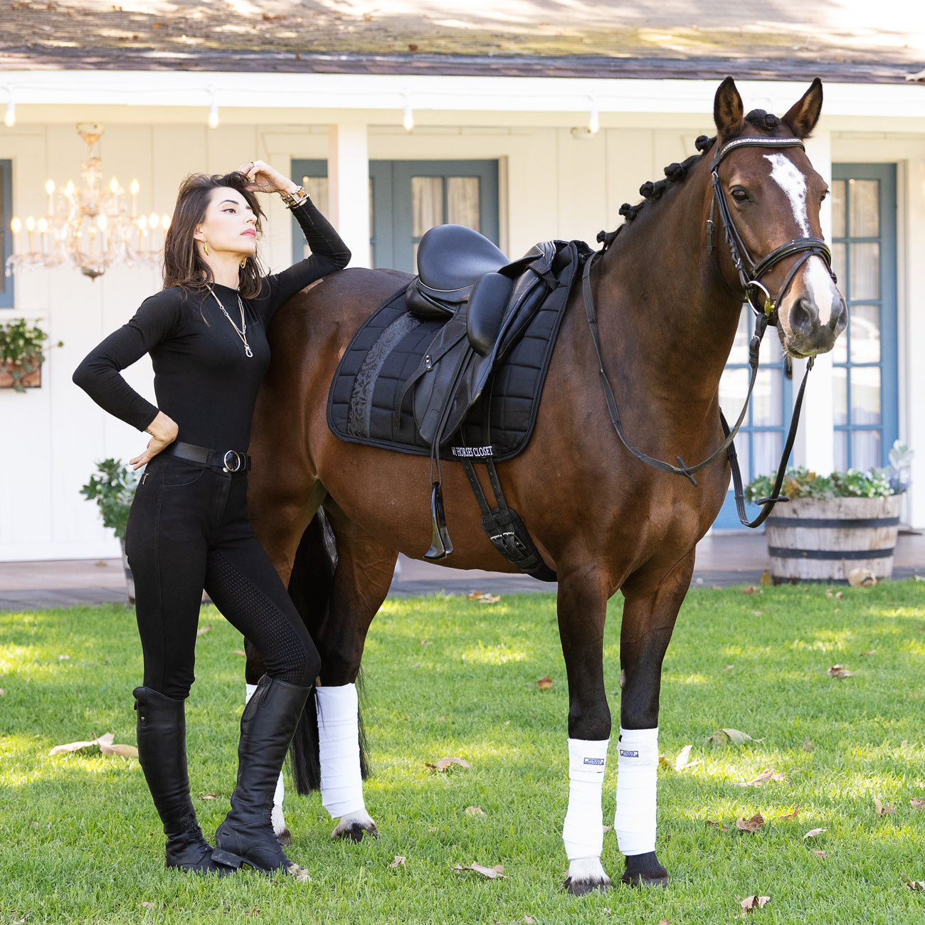 Dressage Saddle Pad Versailles Black Damask Black