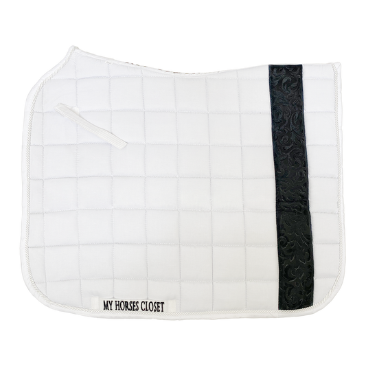 Dressage Saddle Pad Versailles White Damask Black