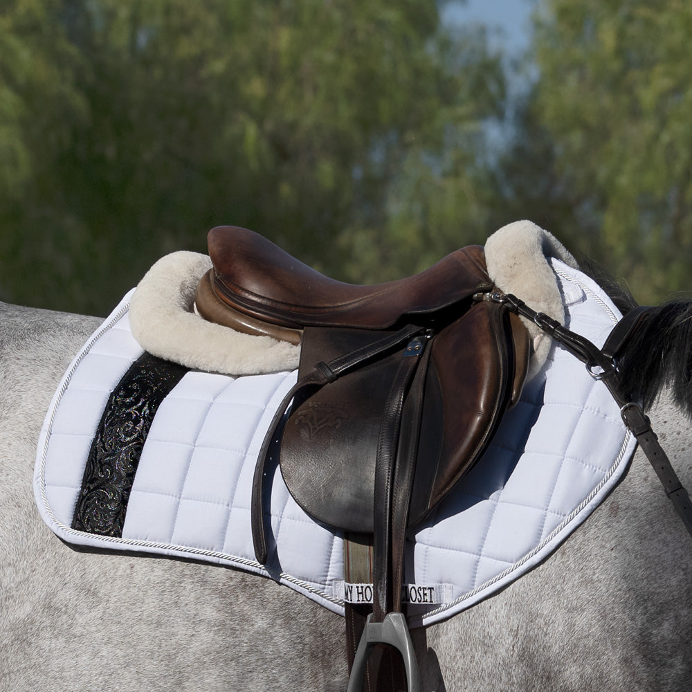 Jump AP Saddle Pad Versailles White Damask Black