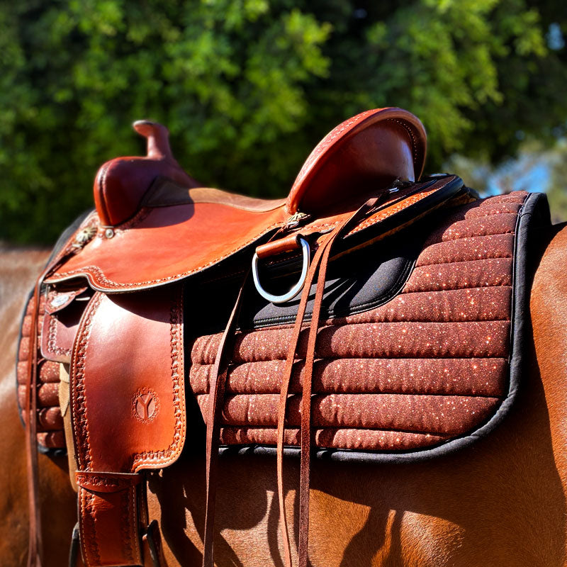 Western Trail TWH Glitter Saddle Pad Blanket Copper Chocolate Brown