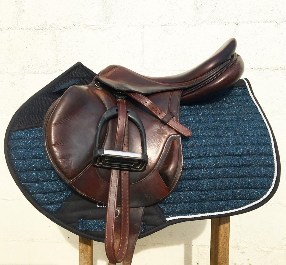 Glitter Mesh Sparkly Jumping Saddle Pad Midnight Blue