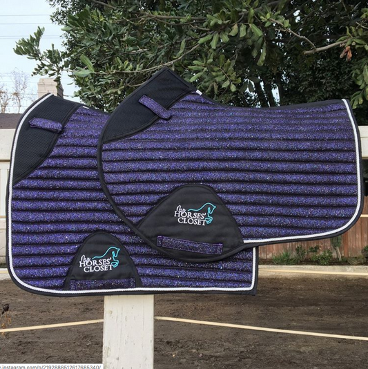 Glitter Mesh Sparkly Dressage Saddle Pad Plum Purple