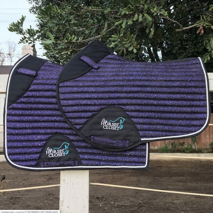 Glitter Sparkly Jumping Saddle Pad Plum Purple