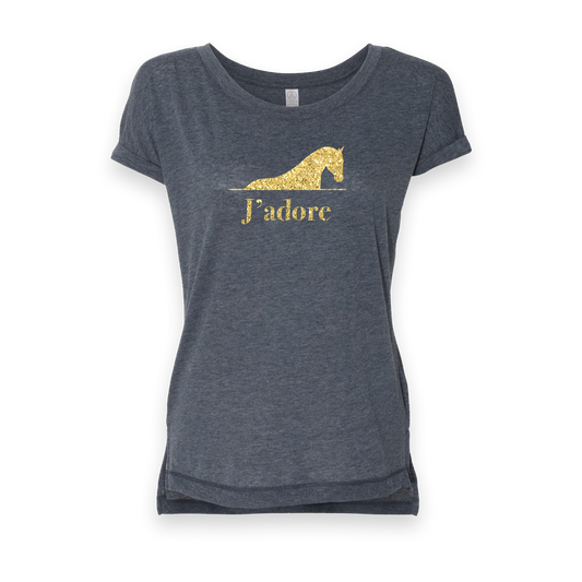 Retiring J'adore - Gold Glitter Print - T-shirt Women's - Tidal Blue